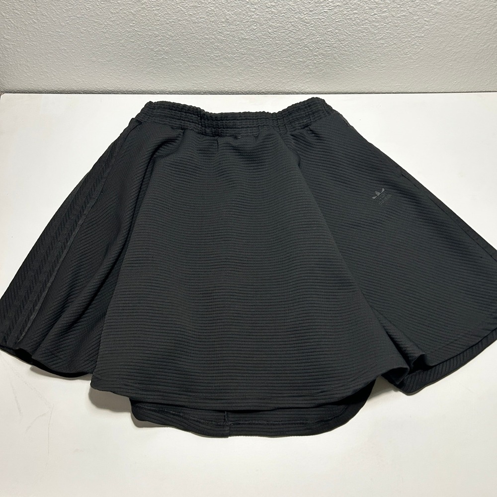 Adidas Originals Black Ribbed Skater Mini Skirt Trefoil 3-Stripe XL
